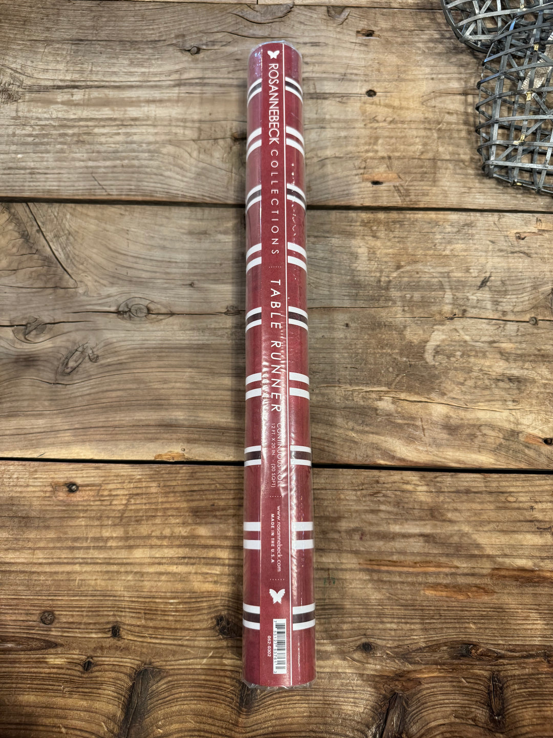 Maroon & White Stripe Table Runner