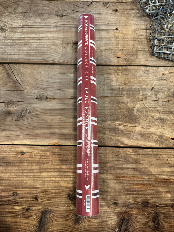 Maroon & White Stripe Table Runner