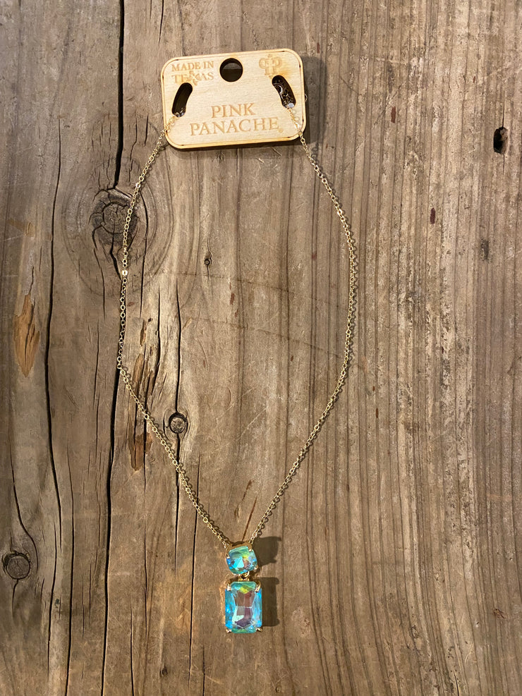 Pink Panache - Rhinestone Gold Necklace