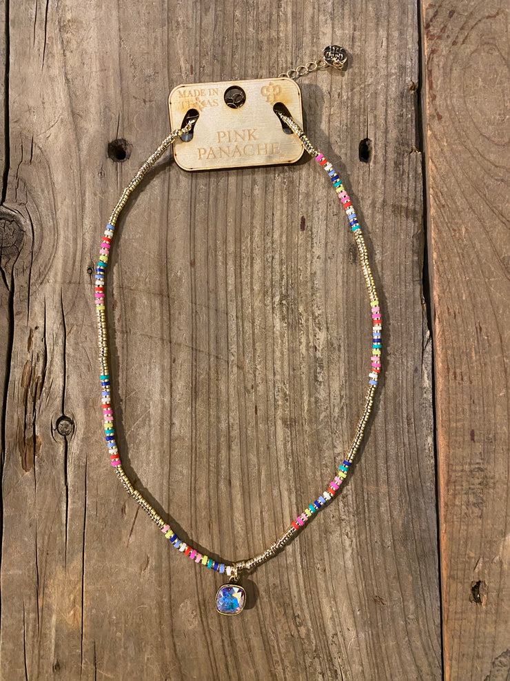 Pink Panache - Gold Multicolor Necklace