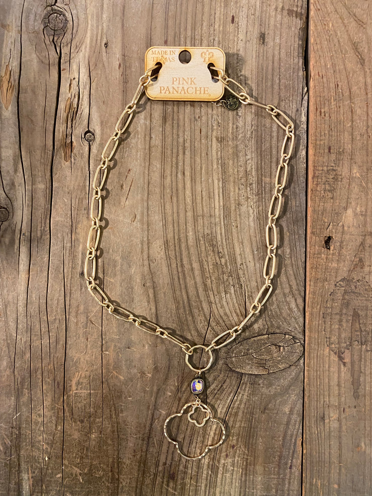 Pink Panache Necklace - Gold Chain Necklace