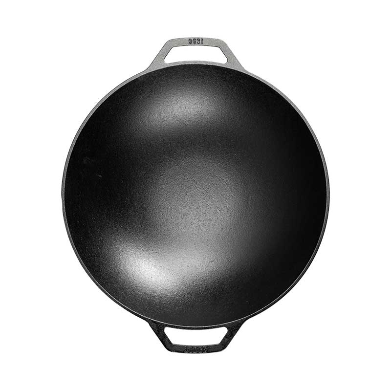 14 Inch Seasoned Cast Iron Wok