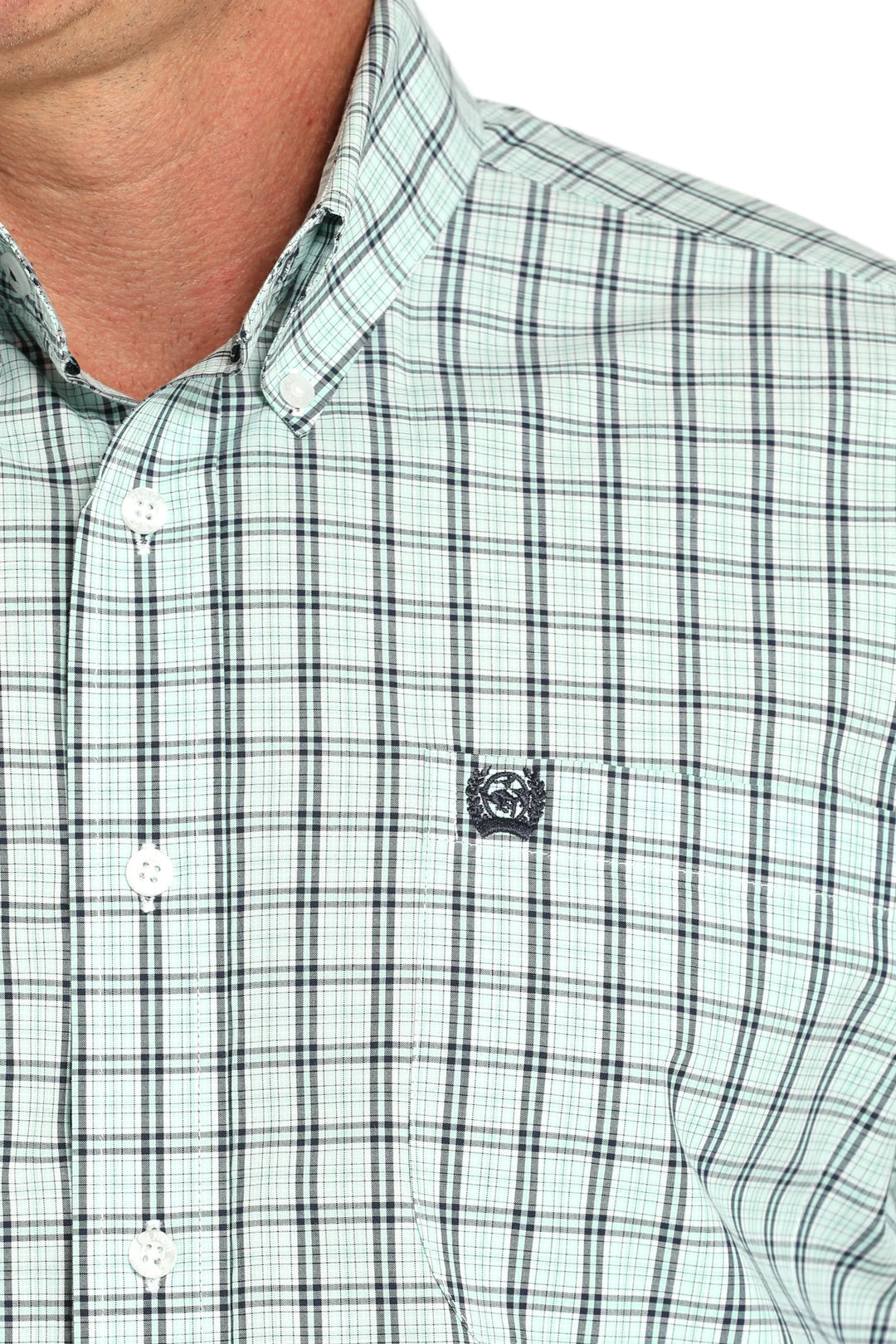 Cinch Men's Short Sleeve Shirt - Plaid Turquoise