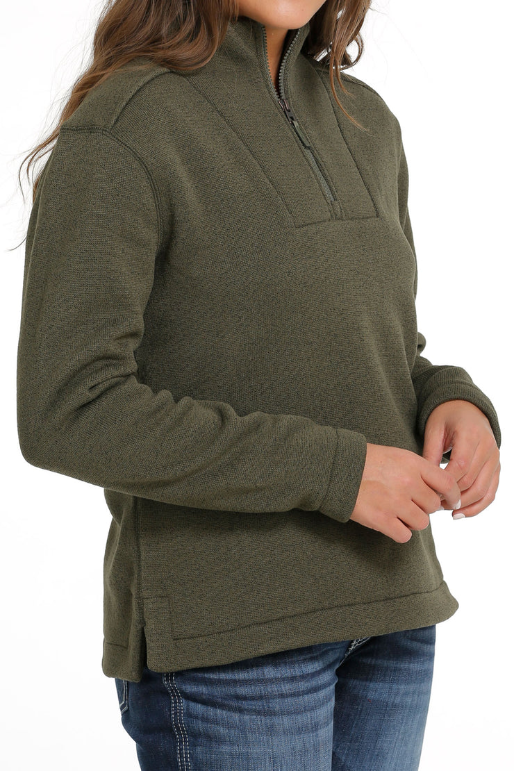 Womens Cinch 1/4 Zip Pullover - Olive