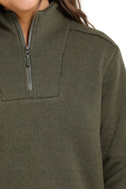 Womens Cinch 1/4 Zip Pullover - Olive