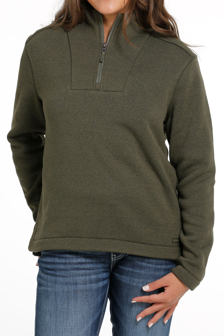 Womens Cinch 1/4 Zip Pullover - Olive