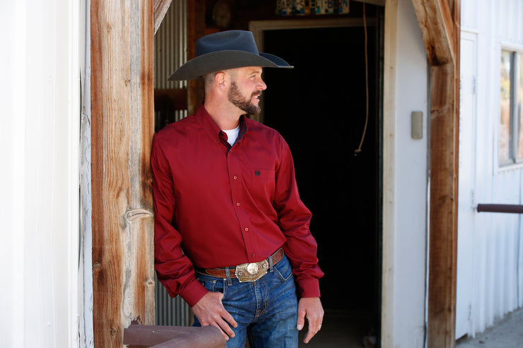 Cinch - Men's Long Sleeve Solid Shirt - Red