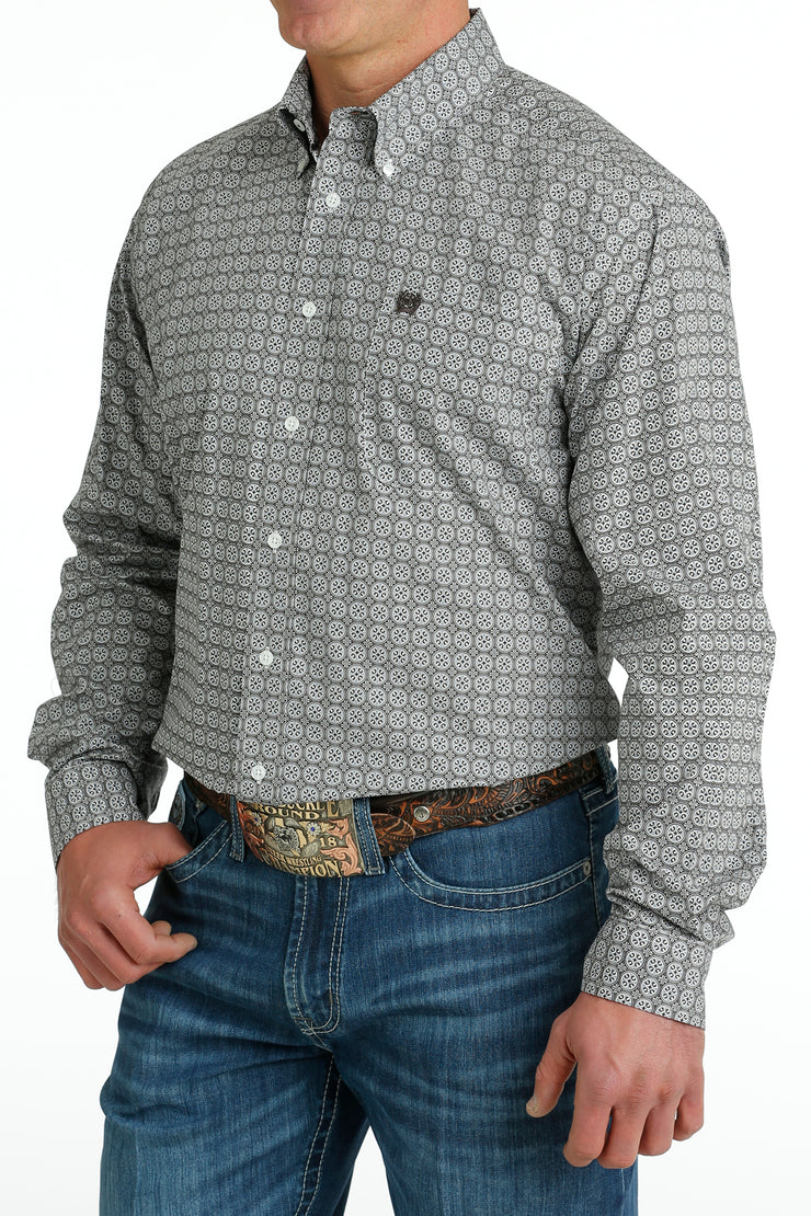 Cinch - Men's Long Sleeve Shirt - White Print