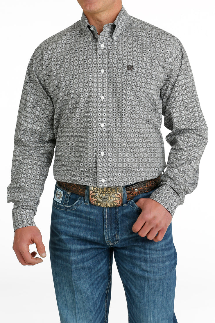 Cinch - Men's Long Sleeve Shirt - White Print