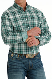 Cinch - Men's Long Sleeve Shirt - White/Green Plaid