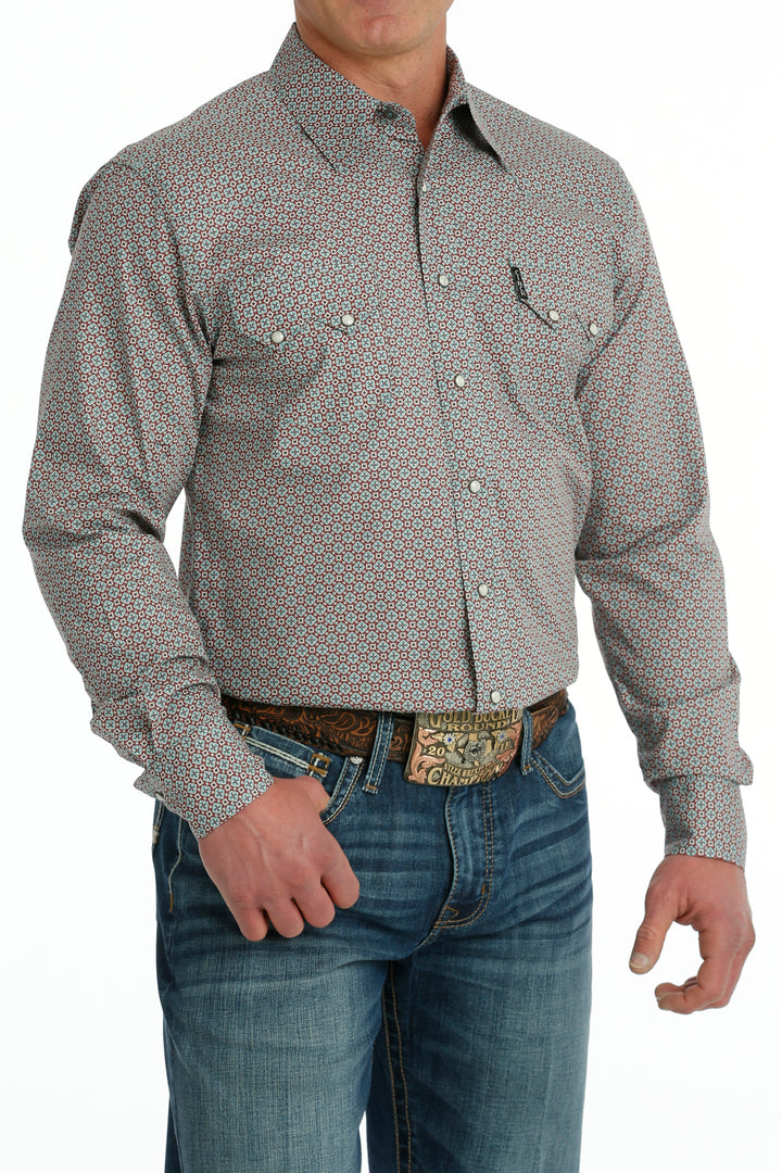 Cinch - Men's Long Sleeve Shirt - Burgundy Print