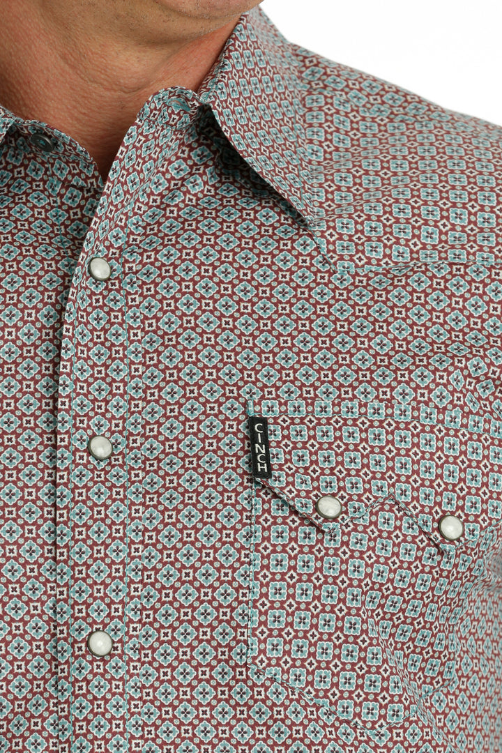 Cinch - Men's Long Sleeve Shirt - Burgundy Print