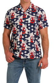Cinch - Men's Short Sleeve Camp Shirt - Navy