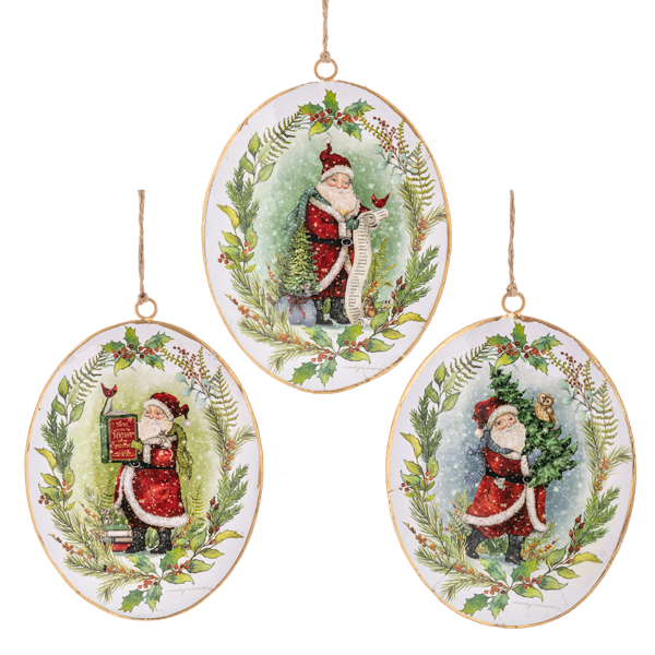 Vintage Santa Disk Ornaments