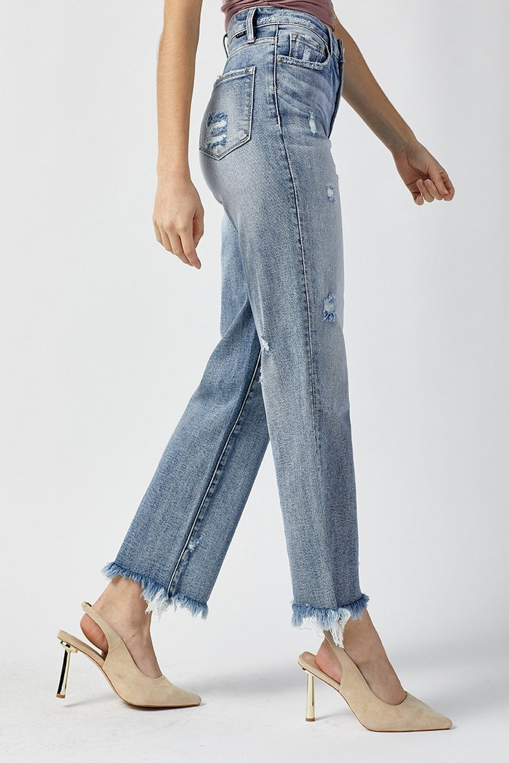 Risen Jeans- High Rise Straight leg Jeans