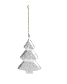 Silver Wooden Tree Ornaments