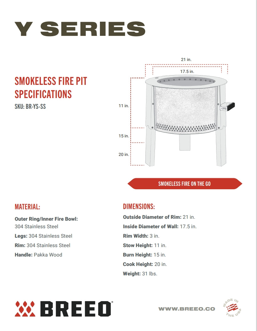 Y Series Portable Smokeless Fire Pit