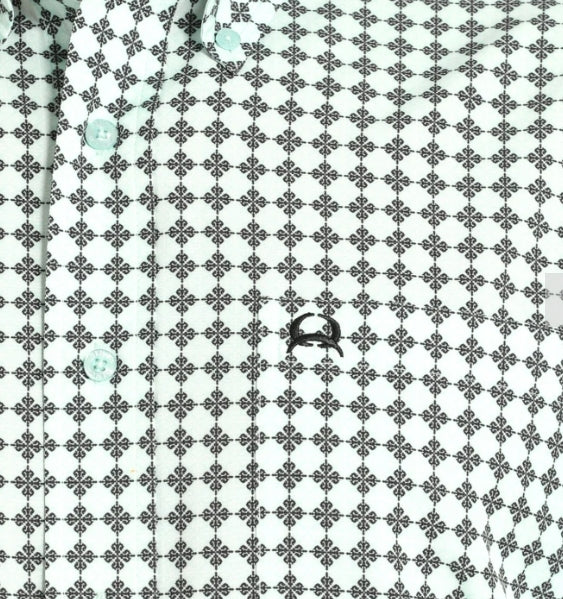 Cinch Men's Short Sleeve Shirt Arena Flex - Light Blue Geo Print