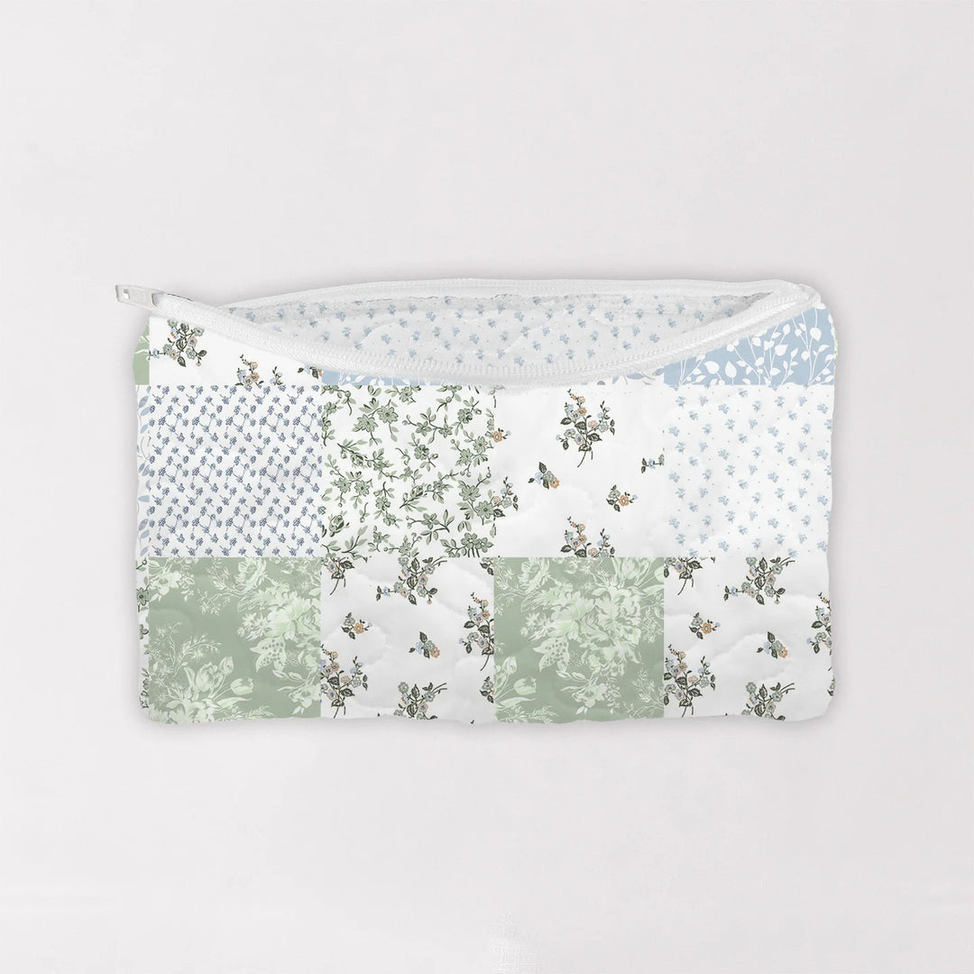 Waverly Patchwork Blue Quilted Makeup Bag
