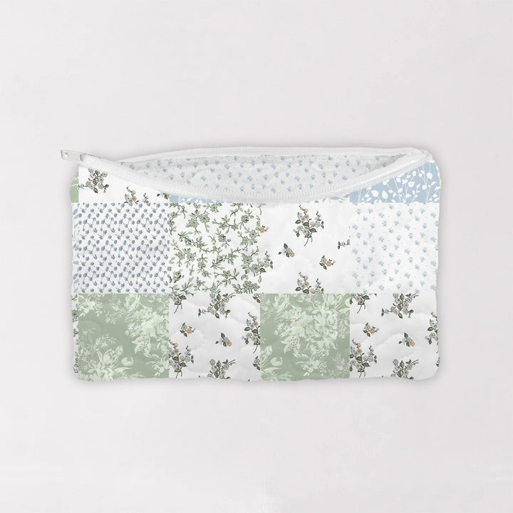 Waverly Patchwork Blue Quilted Makeup Bag