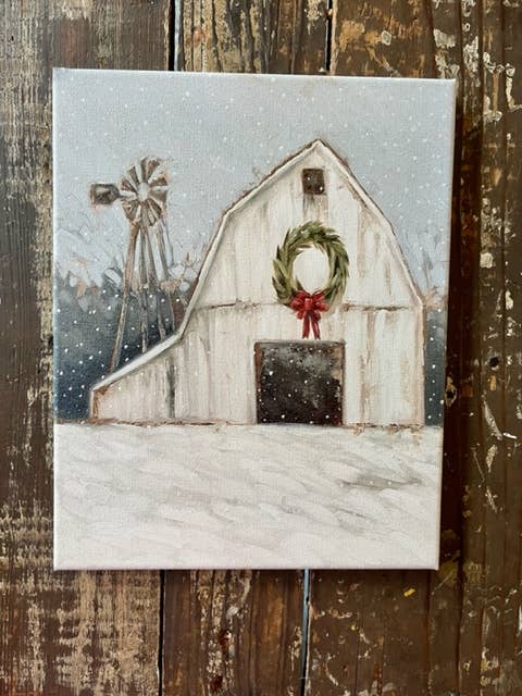 Winter white barn