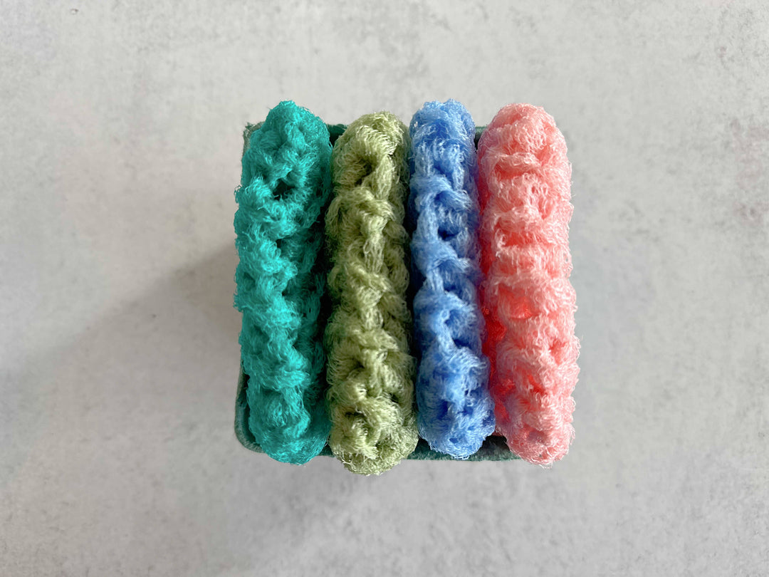 Scrubbies in a Berry Basket - Dish Scrubbies