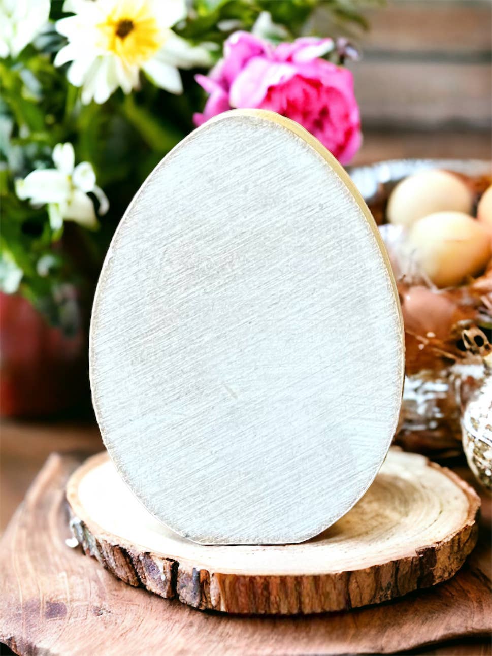 Primitive Rustic Wood Easter Egg Shelf Sitter