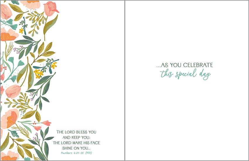 Religious Greeting Card - Tulip Cross Gods Blessings