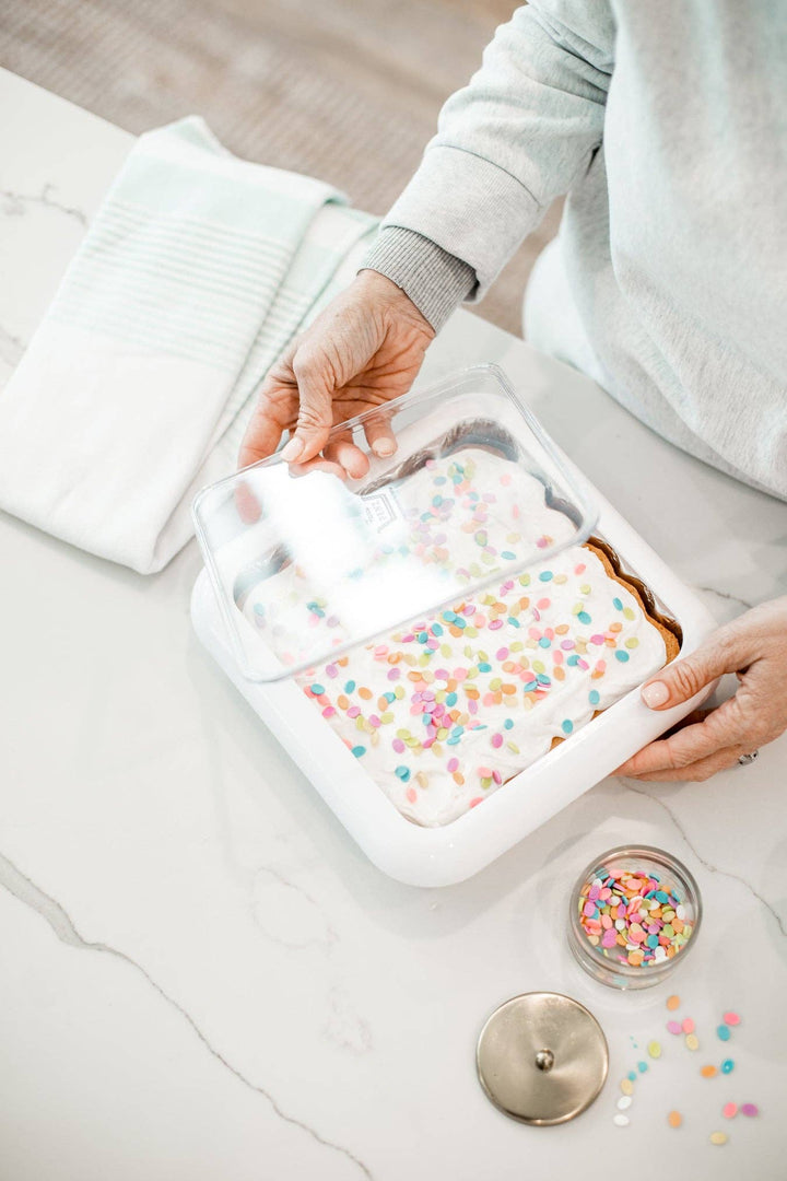 Square Set - 8 x 8 Foil Pan Carrier w/ Serving Spoon - White
