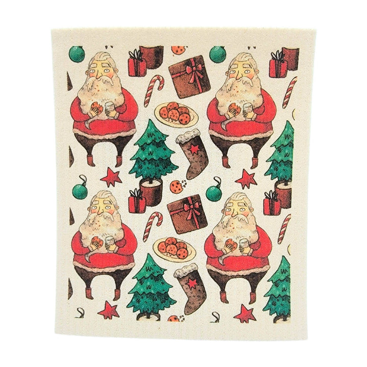 Santa's Milk & Cookies Swedish Dishcloth - Christmas Decor