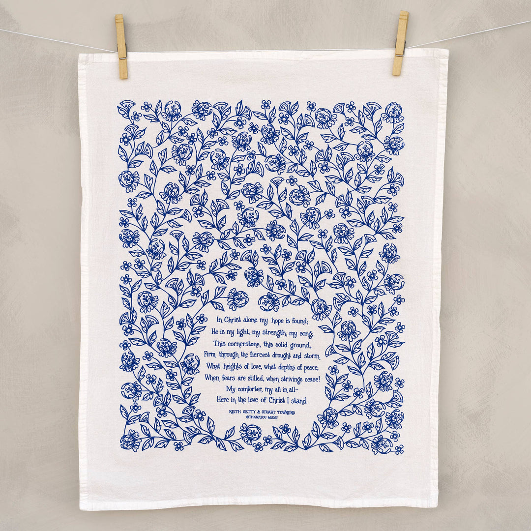 In Christ Alone Hymn Tea Towel – Blue