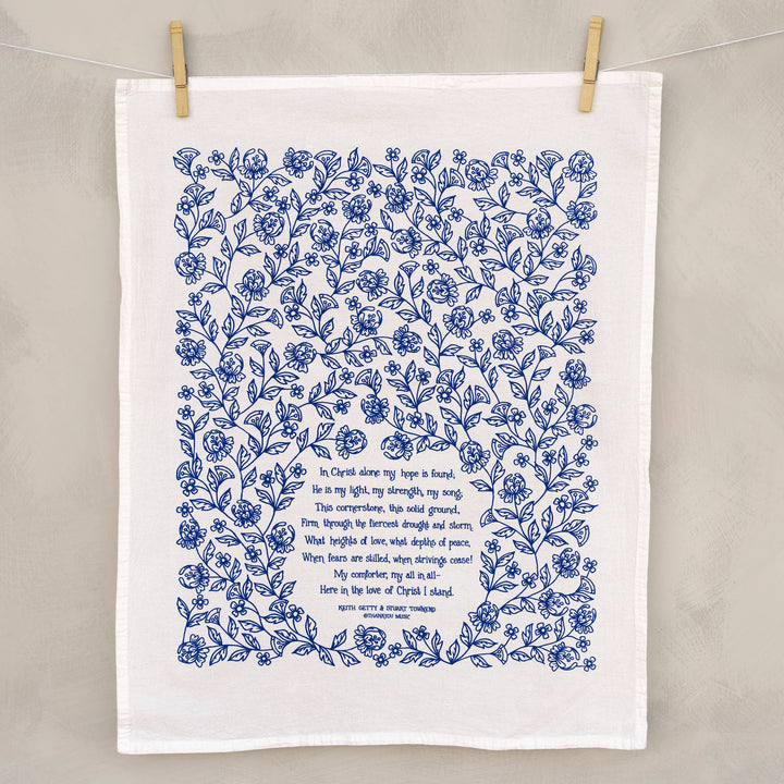In Christ Alone Hymn Tea Towel – Blue
