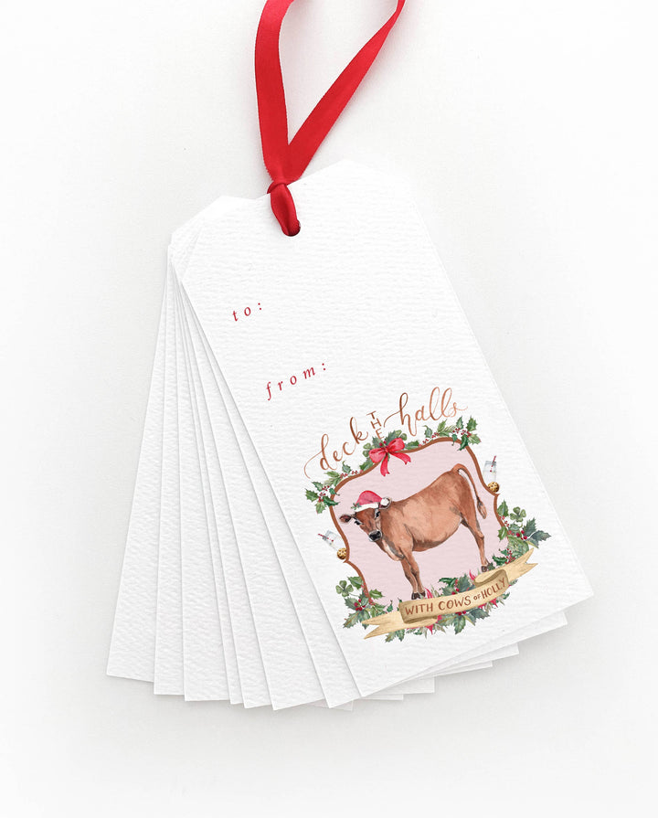 Deck the Halls with Cows of Holly Gift Tags