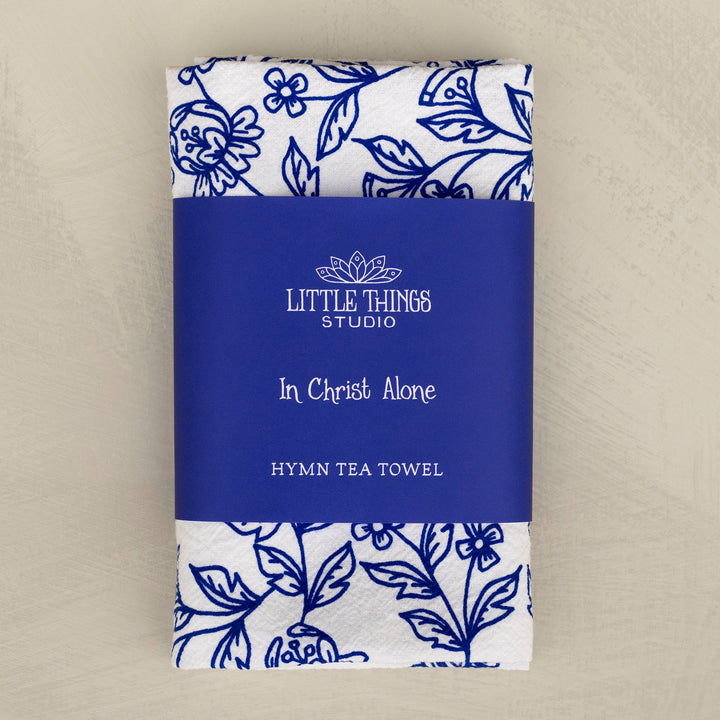 In Christ Alone Hymn Tea Towel – Blue