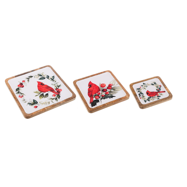 Square Cardinal Serving Tray (3 pc. set)