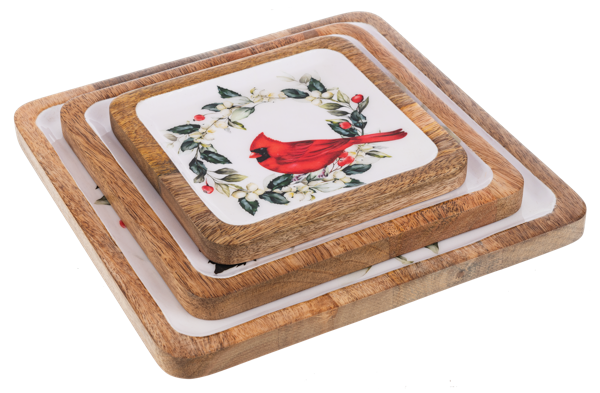 Square Cardinal Serving Tray (3 pc. set)