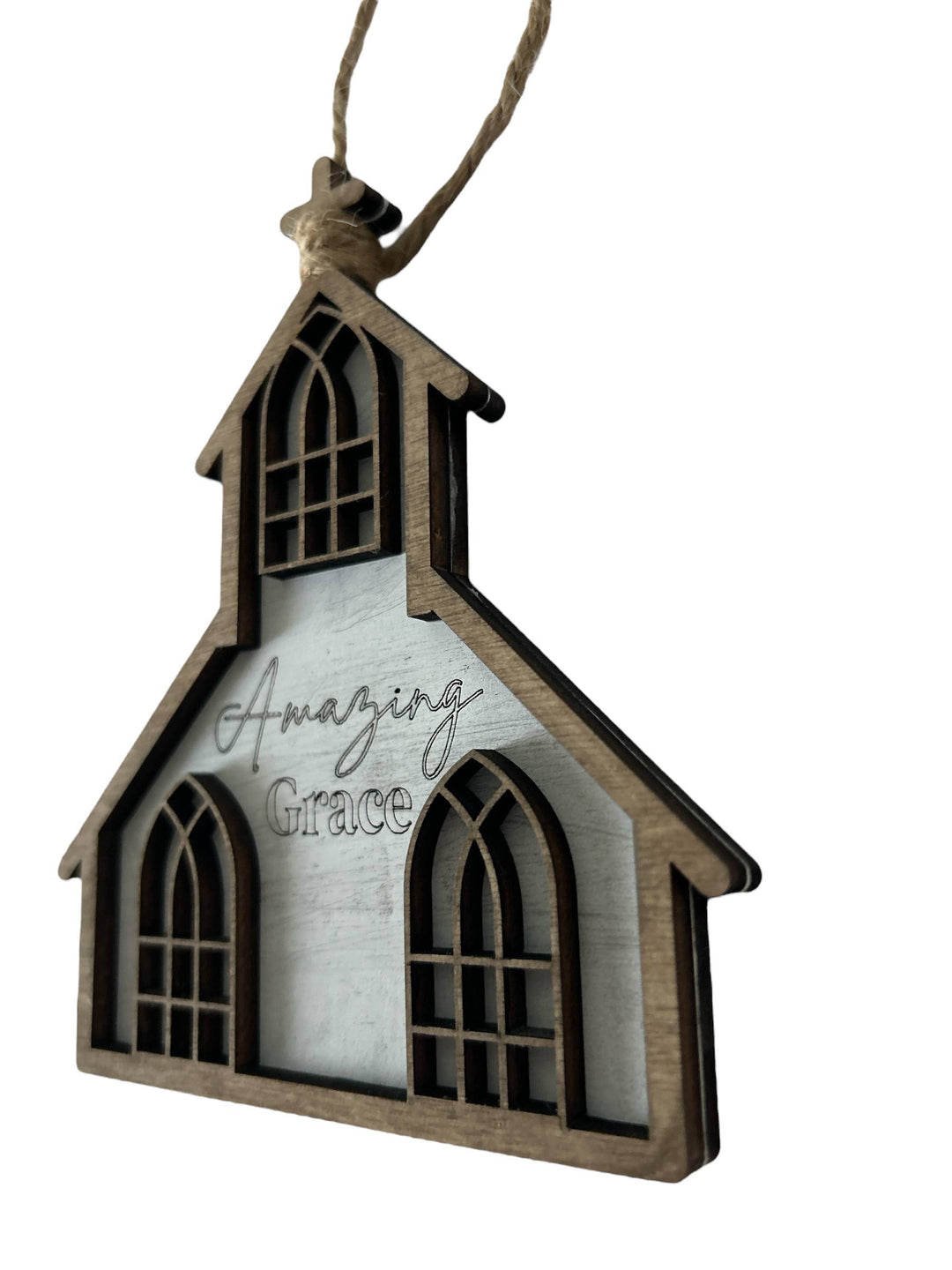 Amazing Grace Layered Wood Christmas Ornament