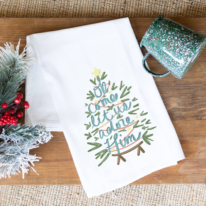 Christmas, Let Us Adore Him, Tea Towel, Faith Decor, Kitchen