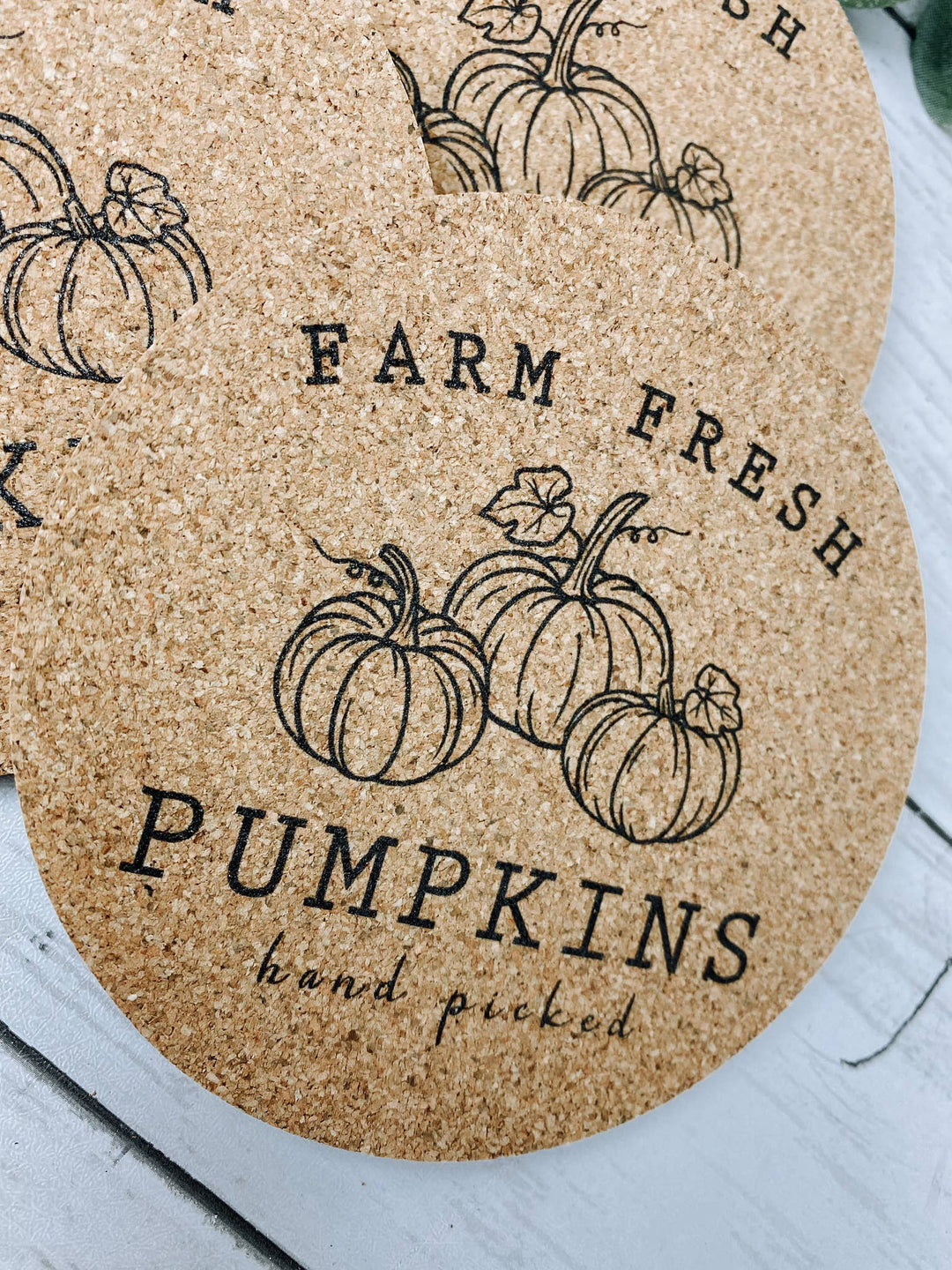 Farm Fresh Pumpkins Fall Cork Coasters