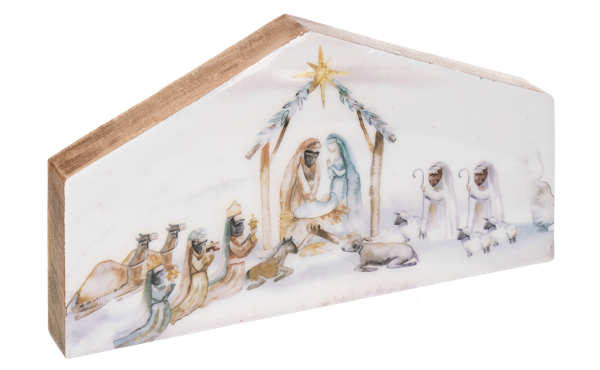 Watercolor Nativity Scene Block