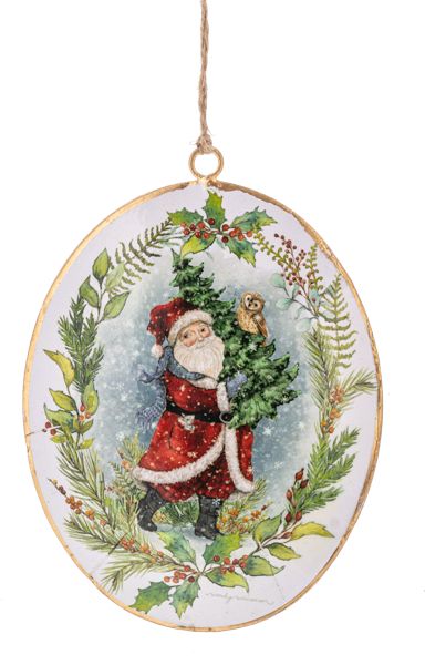 Vintage Santa Disk Ornaments
