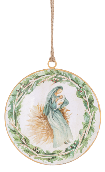 Watercolor Holy Family Disk Ornaments