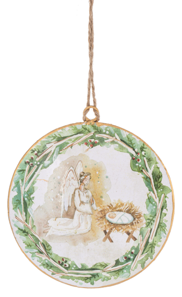 Watercolor Holy Family Disk Ornaments