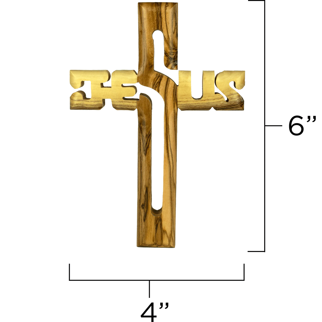 Olive Wood Wall Cross Jesus Cut Out