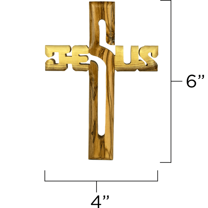 Olive Wood Wall Cross Jesus Cut Out