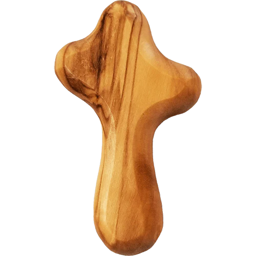 Small Certified Holy Land Olive Wood Handheld Comfort Cross from Israel