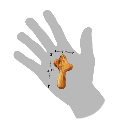 Small Certified Holy Land Olive Wood Handheld Comfort Cross from Israel