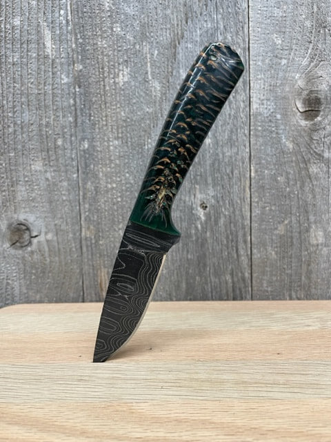 #5101D - PINECONE DAMASCUS DROP POINT HUNTER - 7 1/2"- Moore Maker
