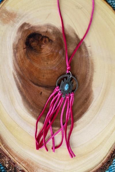 Turquoise Haven Necklace - Aztec Concho - Pink