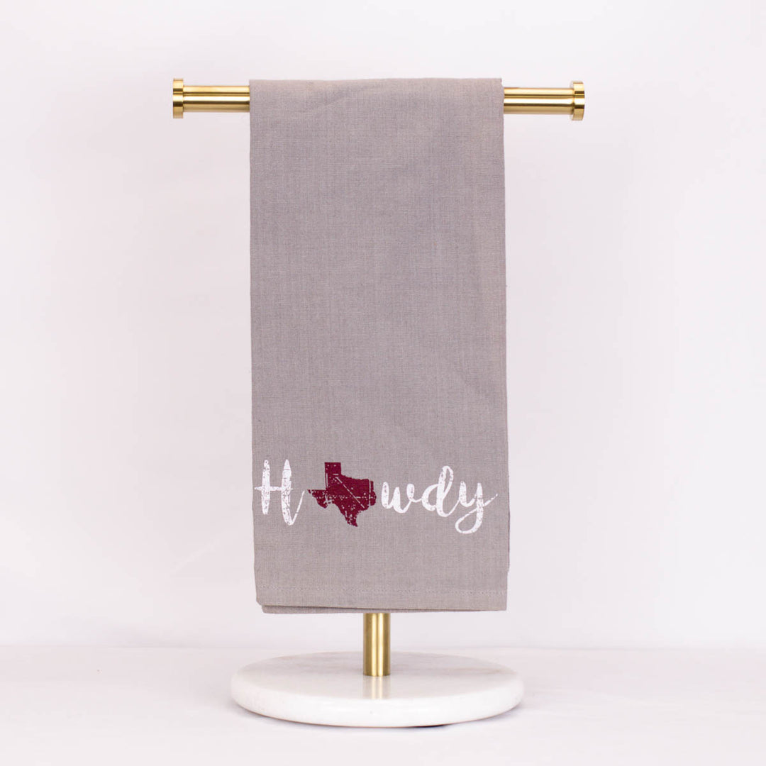 Hand Towel - Howdy Texas- Gray/White